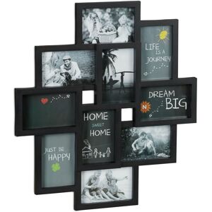 Relaxdays - Collage Multi Picture Frame, For 10 Photos, For Pictures 9 x 13 cm ,Vertical & Horizontal Format, h x w 55 x 50 cm, Black