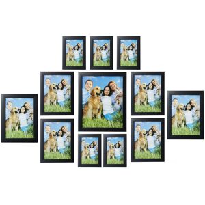 Relaxdays - Photo Frame Set of 12, Sizes 15 x 10, 18 x 13, 20 x 15, 25 x 20 cm, Black