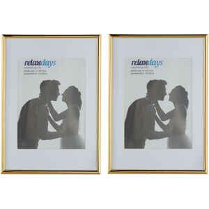 Relaxdays Picture Frame, Set of 10, 20x30cm, Wood, Portrait & Landscape Format, Passepartout, Plastic, Gold and White