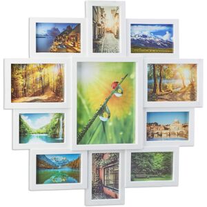 Relaxdays Picture Frame Collage, Photo Gallery for 11 Pictures, Hanging Frame, Multi Photo, White