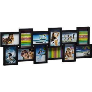 Relaxdays - Picture Frame Collage, Photo Gallery for 12 Pictures, xl Hanging Frame, Multi Photo, Black