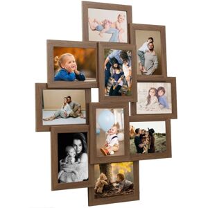 Collage Photo Frame for 10x(10x15 cm) Picture Light Brown mdf Vidaxl