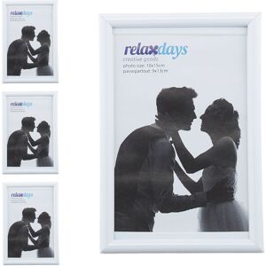 Relaxdays Picture Frame, Set of 4, 10x15 cm, Wood Look, Portrait & Landscape Format, Passepartout, Photo, Plastic, White Relaxdays Picture Frame, Set of 4, 10x15 cm, Wood Look, Portrait & Landscape Format, Passepartout, Photo, Plastic, White