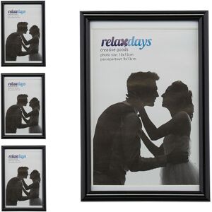 Relaxdays Picture Frame, Set of 4, 10x15 cm, Wood Look, Portrait & Landscape Format, Passepartout, Photo, Plastic, Black Relaxdays Picture Frame, Set of 4, 10x15 cm, Wood Look, Portrait & Landscape Format, Passepartout, Photo, Plastic, Black