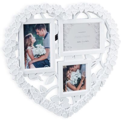 Relaxdays Heart Picture Frame Collage, Hanging Gallery, Horizontal & Vertical 10x10, 10x15, Wedding Gift, White Relaxdays Heart Picture Frame Collage, Hanging Gallery, Horizontal & Vertical 10x10, 10x15, Wedding Gift, White