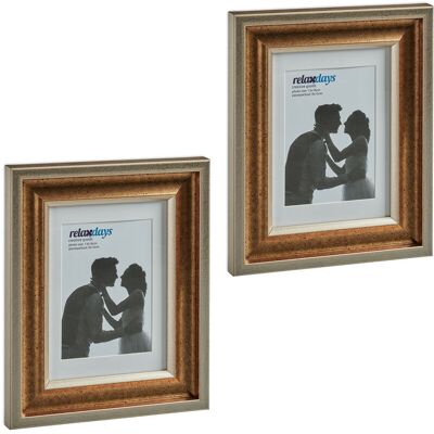 Relaxdays Set of 2 Picture Frames, 13x18 cm, Portrait & Landscape, Tabletop or Hanging Photo Holder, Passepartout, Gold Relaxdays Set of 2 Picture Frames, 13x18 cm, Portrait & Landscape, Tabletop or Hanging Photo Holder, Passepartout, Gold