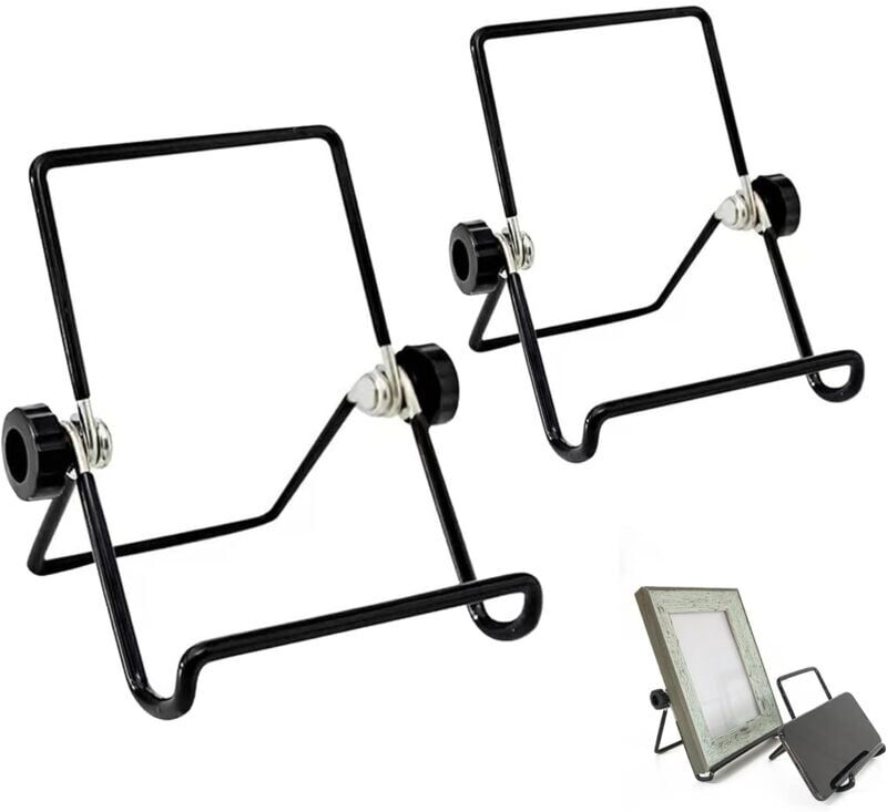 Sollbry - 2PCS Foldable Photo Stand Holder Frame Plate Holder Decorative Easel Adjustable Foldable Shelf Small Easel Plate Metal Display Stand for