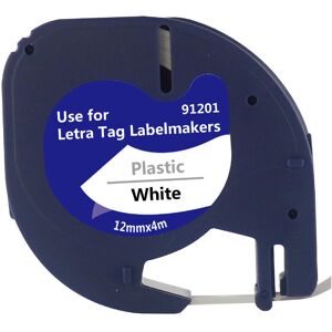 DENUOTOP 12X Compatible Dymo Tape 12mm x 4m for Dymo Letratag xr LT-100H LT-100T Letratag 200B Label Maker, Refill Dymo Letratag Plastic Tape Black on White