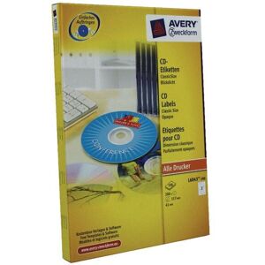 Avery - L6043-100 cd/dvd Laser Labels Classic Size (Pack-100) - Transparent