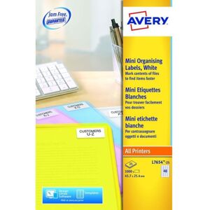 Laser Mini Label 45.7x25.4mm 40 Per A4 Sheet White (Pack 1000 Labels) L765 - Avery