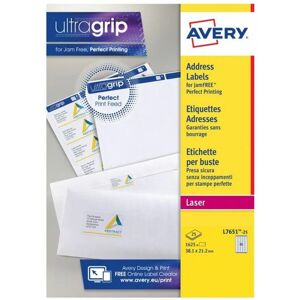 Laser Mini Label 38x21mm 65 Per A4 Sheet White (Pack 1625 Labels) L7651-25 - Avery