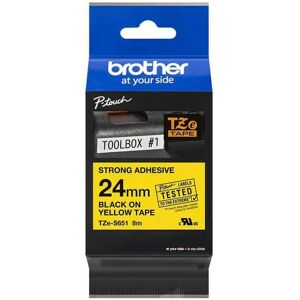 Brother - Black On Yellow Strong Label Tape 24mm x 8m - TZES651