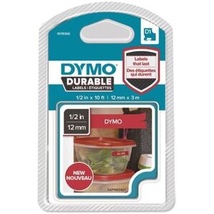 Dymo - D1 Label Tape Durable 12mmx3m White on Red