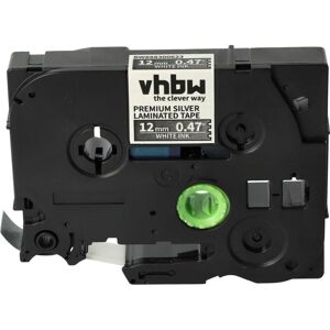 Vhbw - 1x Label Tape compatible with Brother pt PT-1230PC, PT-1250, PT-1200, PT-1200S Label Printer 12 mm, White on Premium Silver