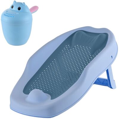 Relaxdays Baby Bath Support Set, Hippo Rinse Cup, Tear-free, Non-slip, H X W X D: 19 X 51.5 X 30 Cm, Pp/tpe, Blue Relaxdays Baby Bath Support Set, Hippo Rinse Cup, Tear-free, Non-slip, H X W X D: 19 X 51.5 X 30 Cm, Pp/tpe, Blue