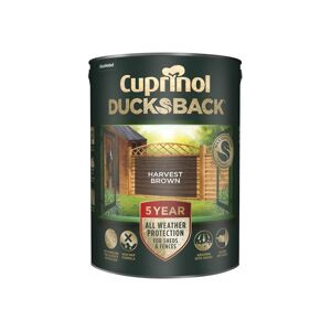 Cuprinol 5092432 Ducksback 5 Year Waterproof for Sheds & Fences Harvest Brown 5 litre CUPDBHB5L