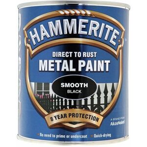 Hammerite Direct to Rust Smooth Black Metal Paint - 750ML - Black