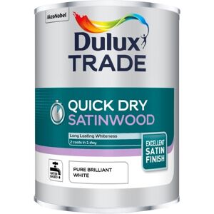 Dulux Trade Quick Dry Satinwood - Pure Brilliant White - 1 Litres - Pure Brilliant White