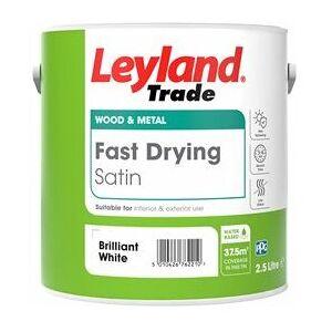 Trade Fast Drying Satin Paint - Brilliant White - 2.5L - Brilliant White - Leyland