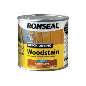 Ronseal - 36945 Quick Drying Woodstain Satin Natural Oak 250ml RSLQDWSNO250