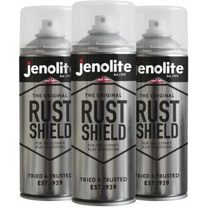 Jenolite - 3 x 400ml Aerosol Rust Shield Aerosol Clear Lacquer - Protects Against Rust & Corrosion - Ideal For Cars, Motorcycles, Ornaments, Bare