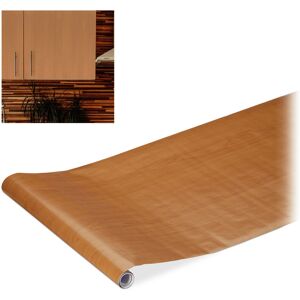 Set of 1 Relaxdays Contact Paper, Decorative Surface Sticker Roll, Self-Adhesive Paper, pvc, 45x200 cm, Brown Wood