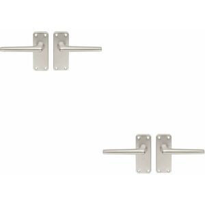 Loops - 2x pair Straight Tapered Handle on Latch Backplate 102 x 41mm Satin Aluminium