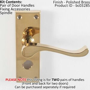 Loops - 2x pair Victorian Scroll Handle on Bathroom Backplate 120 x 41mm Polished Brass