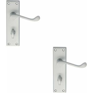 Loops - 2x pair Victorian Scroll Handle on Bathroom Backplate 150 x 43mm Satin Chrome