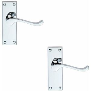 LOOPS 2x PAIR Victorian Scroll Handle on Latch Backplate 120 x 41mm Polished Chrome