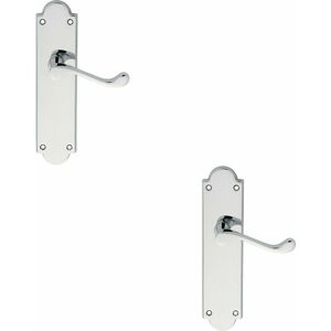 Loops - 2x pair Victorian Scroll Handle on Latch Backplate 205 x 49mm Polished Chrome