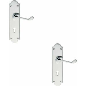 Loops - 2x pair Victorian Scroll Handle on Lock Backplate 205 x 49mm Polished Chrome