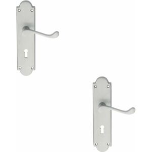 Loops - 2x pair Victorian Scroll Handle on Lock Backplate 205 x 49mm Satin Chrome