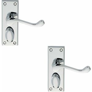 Loops - 2x pair Victorian Scroll Handle on Privacy Backplate 118 x 43mm Polished Chrome