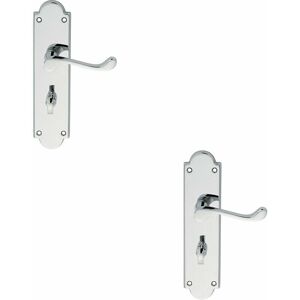 Loops - 2x pair Victorian Scroll Lever on Bathroom Backplate 205 x 49mm Polished Chrome