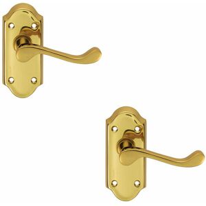 Loops - 2x pair Victorian Scroll Lever on Short Latch Backplate 112 x 48mm Brass