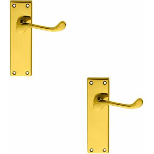 Loops - 2x pair Victorian Scroll Lever on Sweedor Latch Backplate 150 x 43mm Brass