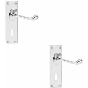 Loops - 2x Victorian Scroll Lever on Rectangular Lock Backplate 155 x 41mm Chrome