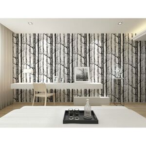 Livingandhome - 3D White Birch Tree Art Effect Wall Sticker 10M Wallpaper Roll diy Home Decor