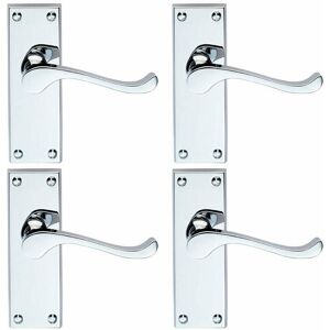 Loops - 4x pair Victorian Scroll Handle on Latch Backplate 120 x 41mm Polished Chrome