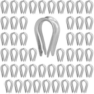 Aougo - 50 Pieces Wire Rope Thimble Wire Rope Clips Stainless Steel Wire Rope Rigging Tools for Ship Building(M3(3mm))