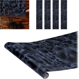 Set of 5 Relaxdays Contact Papers, Decorative Surface Sticker Roll, Self-Adhesive Paper, pvc, 45x200 cm, Black Marble