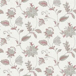 FINE DECOR Ami Georgette Pink Floral Damask Wallpaper Grey Sage Wall Covering