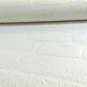 ANAGLYPTAÃ‚Â® Anaglypta Textured Brick White Paintable Vinyl Heavy Thick Wallpaper RD81 - White