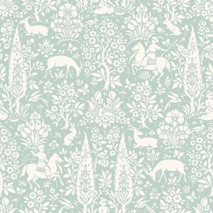 CWV WALLCOVERINGS Animal Print Wallpaper Woodland Rabbits Dears Flowers Floral Birds Duck Egg