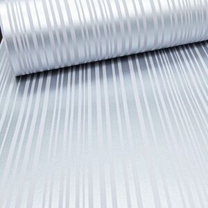 Barcode Stripe Metallic Silver & White Shimmer Shine Striped Wallpaper - Arthouse