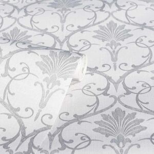 ARTHOUSE Self Adhesive Artstick Metallic Grey Silver Damask Peel and Stick Wallpaper - Grey, Silver