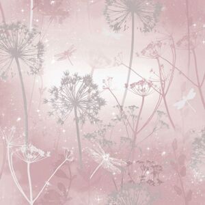 Damselfly Blush Pink Trees Butterflies Floral Flower Glitter Luxury Arthouse