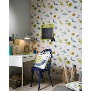 Arthouse Bug Lime Plum Cream Insect Kids Nature Boys Girls Nursery Wallpaper