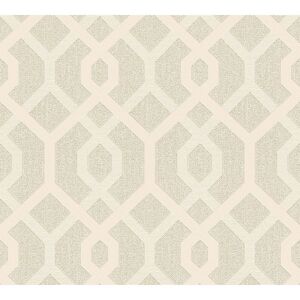 A.S. CREATIONS A.s.creations - Cream Gold Glitter Geometric Pattern Metallic Vinyl Wallpaper Embossed Modern